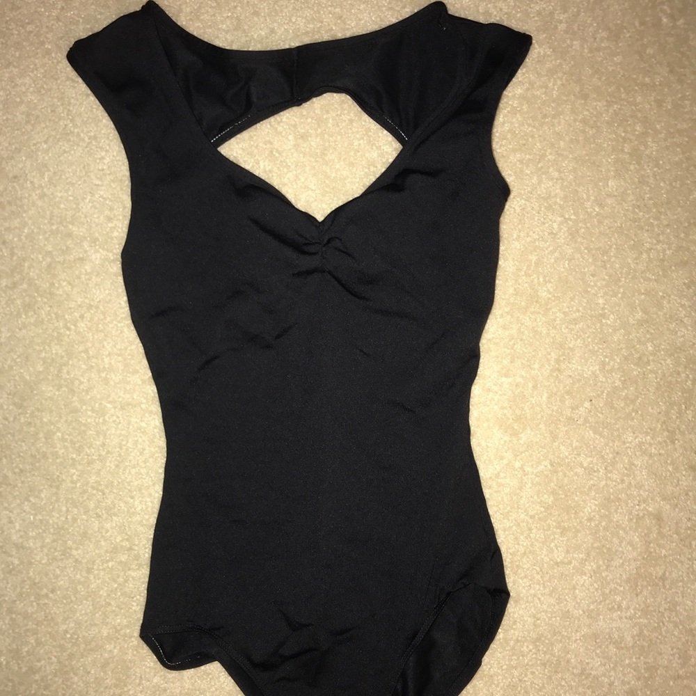 Black open back leotard